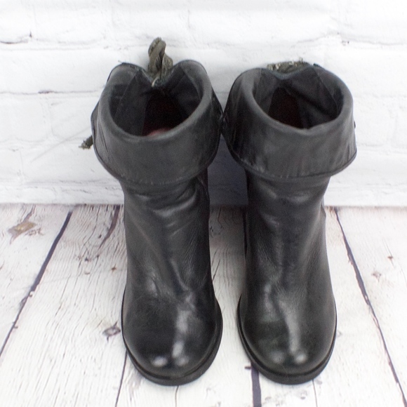 Kensie Black Leather Block Heel Ankle Boots Size 7 - Picture 3 of 8